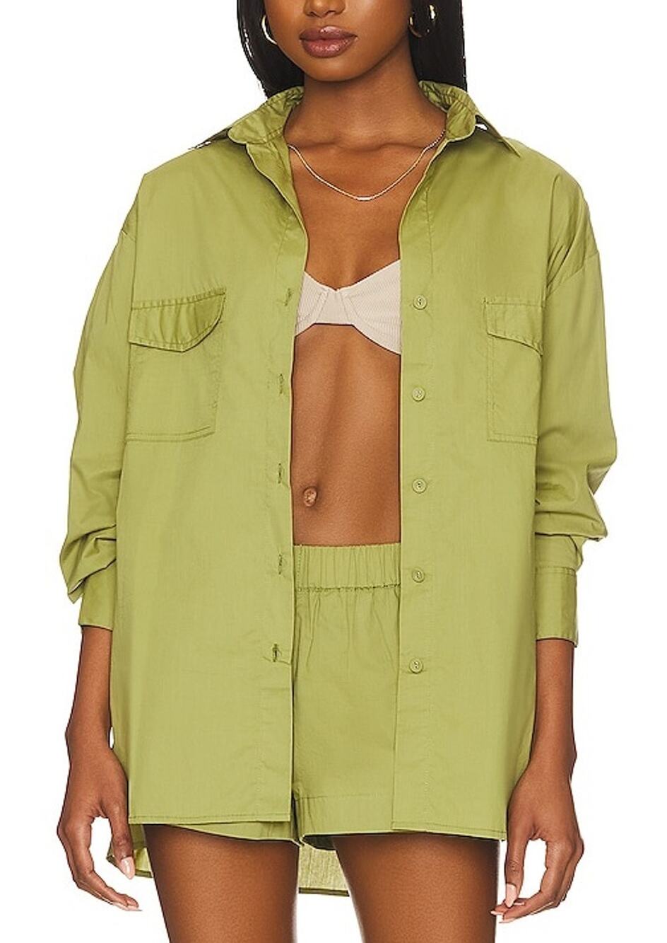Faithfull The Brand Relaxed Green Tyde Shirt Size US 4 NWT
